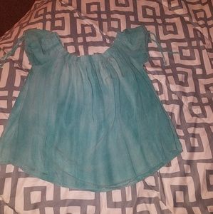 Off shoulder distressed top rue21